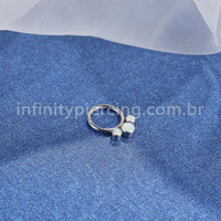 Piercing Argola Segmento Articulado Titânio Indiano Opala/Zircônia