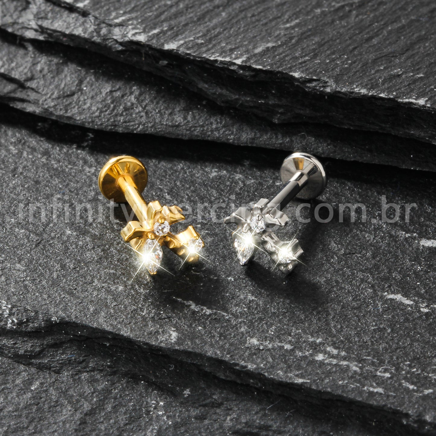 Piercing Labret Titânio Coqueiro Zircônia