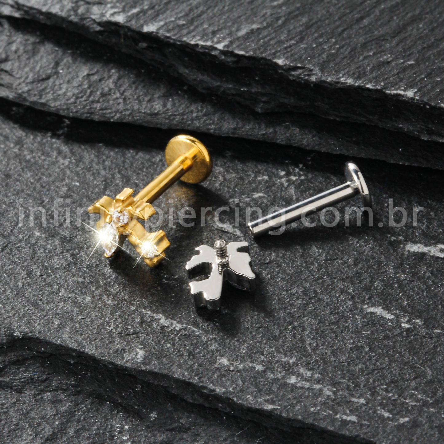 Piercing Labret Titânio Coqueiro Zircônia