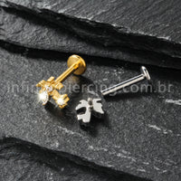 Piercing Labret Titânio Coqueiro Zircônia