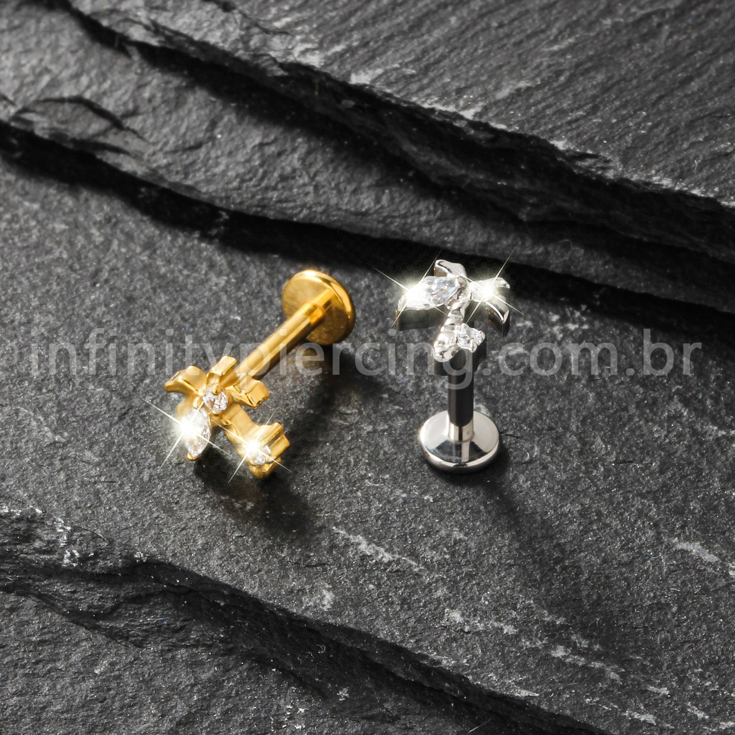 Piercing Labret Titânio Coqueiro Zircônia
