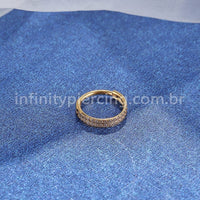 Piercing Argola Segmento Articulado Aço Cirúrgico Zircônia 2 Fileiras