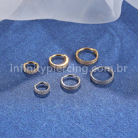 Piercing Argola Segmento Articulado Aço Cirúrgico Zircônia 2 Fileiras