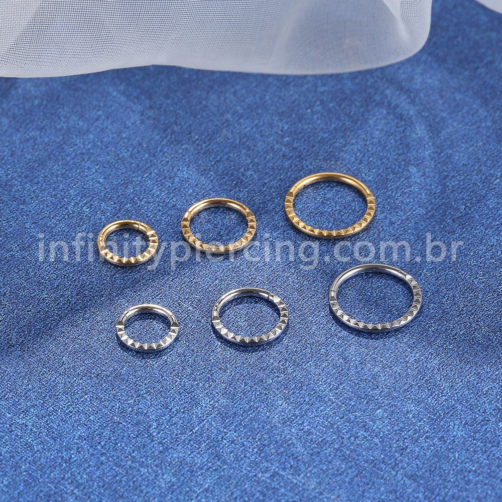Piercing Argola Aço Cirúrgico Segmento Articulado Detalhado Frontal