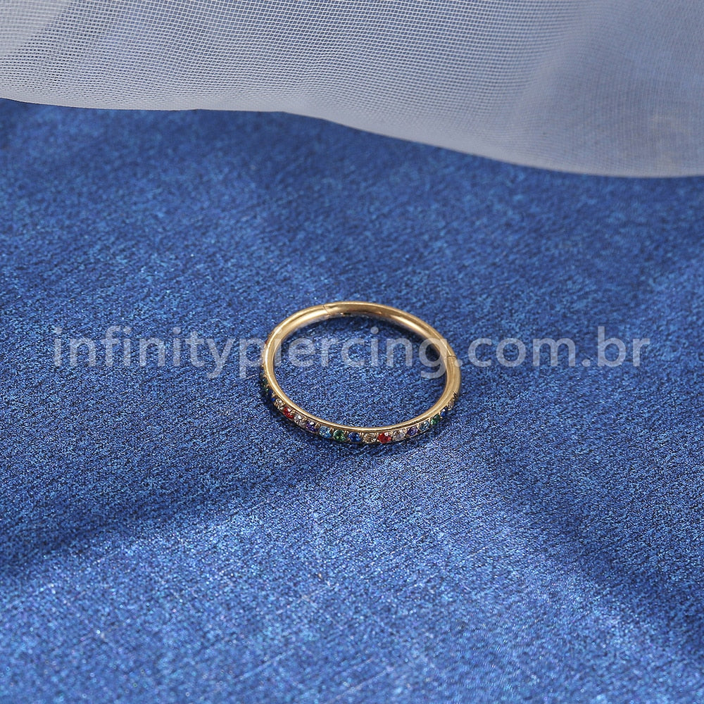 Piercing Argola Segmento Articulado Titânio Zircônia Colorida