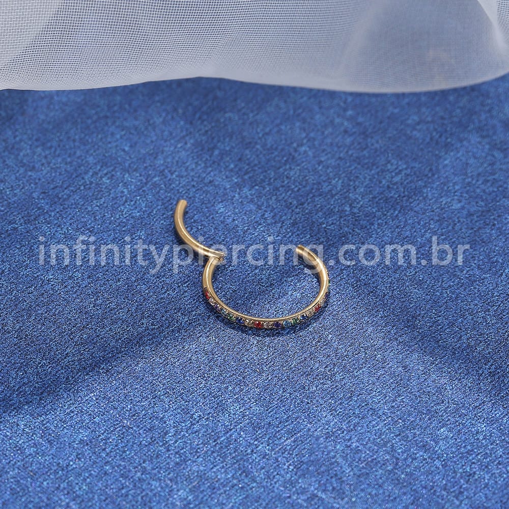 Piercing Argola Segmento Articulado Titânio Zircônia Colorida