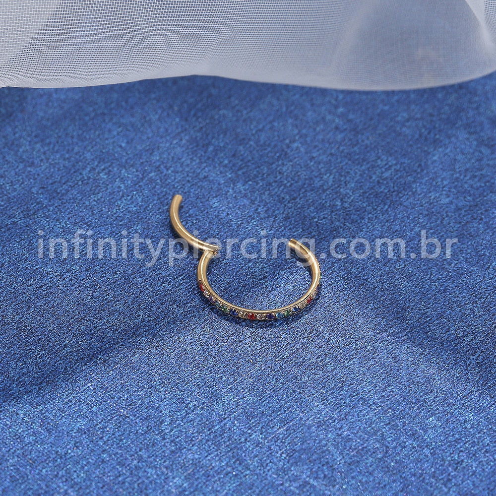 Piercing Argola Segmentada Aço Cirurgico Zircônia Colorida