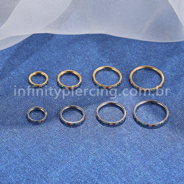 Piercing Argola Segmento Articulado Titânio Zircônia Colorida