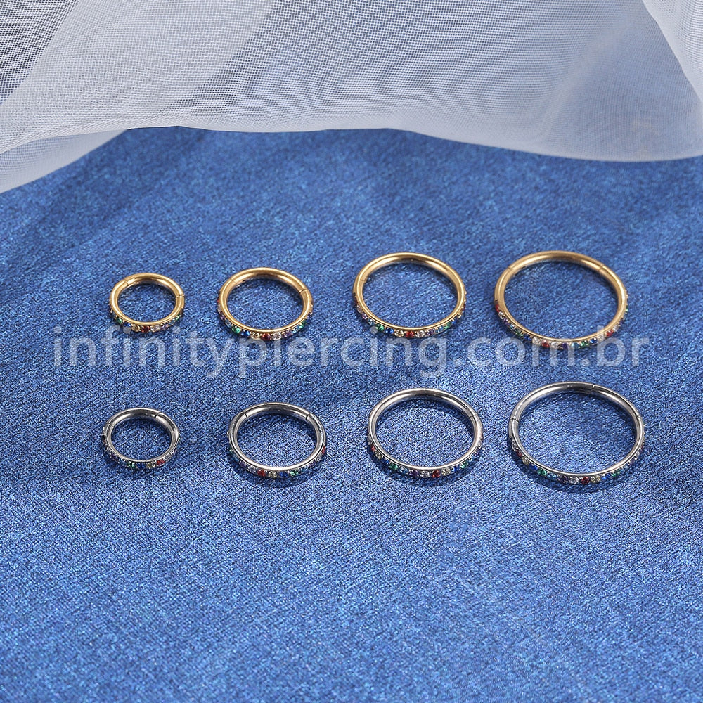 Piercing Argola Segmentada Aço Cirurgico Zircônia Colorida