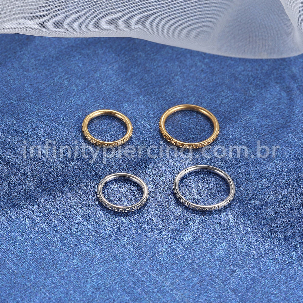 Piercing Argola Aço Cirurgico Segmento Articulado Detalhes Eestrelas