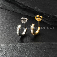 Brinco Titânio Argolinha Com Zircônia Cravejada