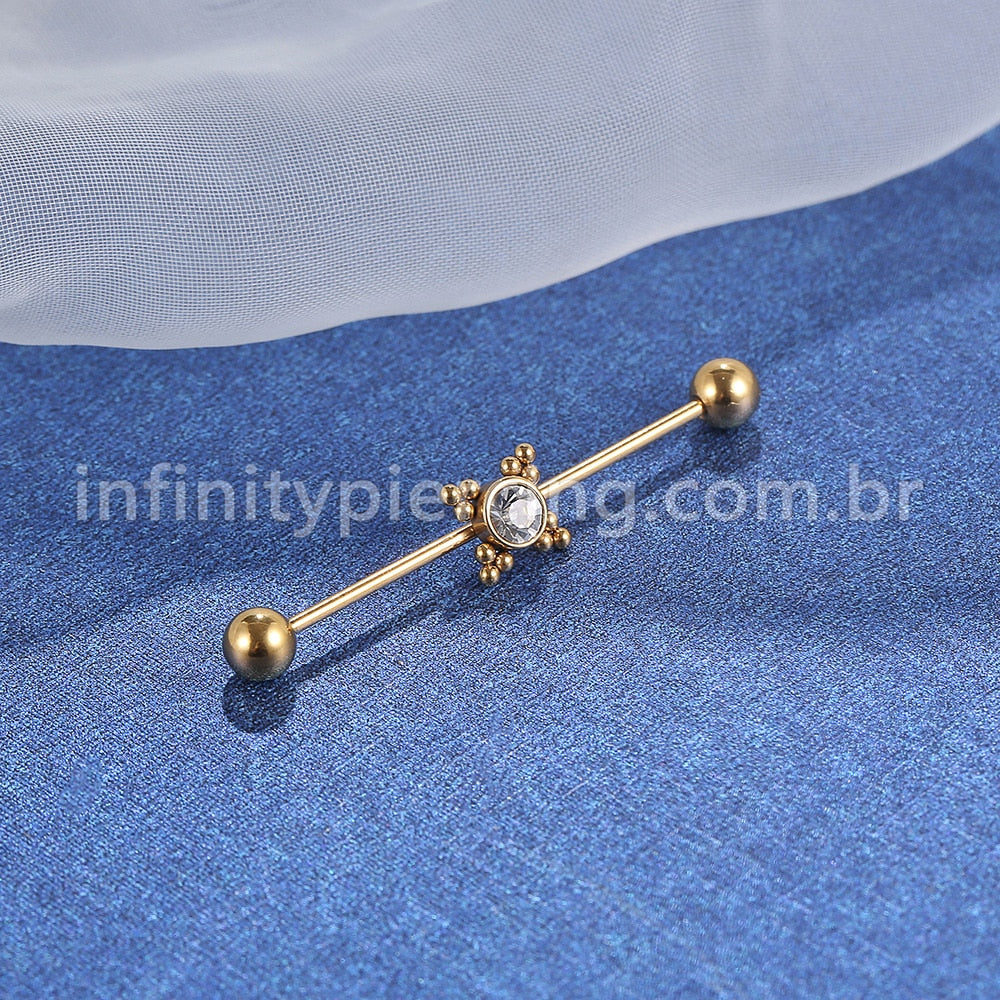 Piercing Transversal Aço Cirúrgico Indiano Zircônia