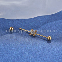 Piercing Transversal Aço Cirúrgico Indiano Zircônia