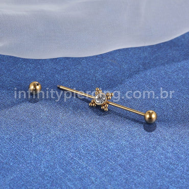 Piercing Transversal Aço Cirúrgico Indiano Zircônia