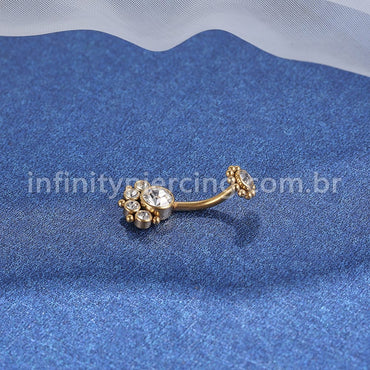 Piercing Banana Aço Cirúrgico Indiano Zircônia