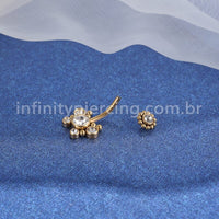Piercing Banana Aço Cirúrgico Borboleta Strass