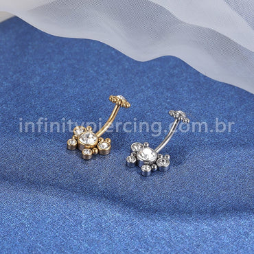 Piercing Banana Aço Cirúrgico Borboleta Strass