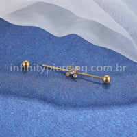 Piercing Transversal Aço Cirúrgico Indiano Strass