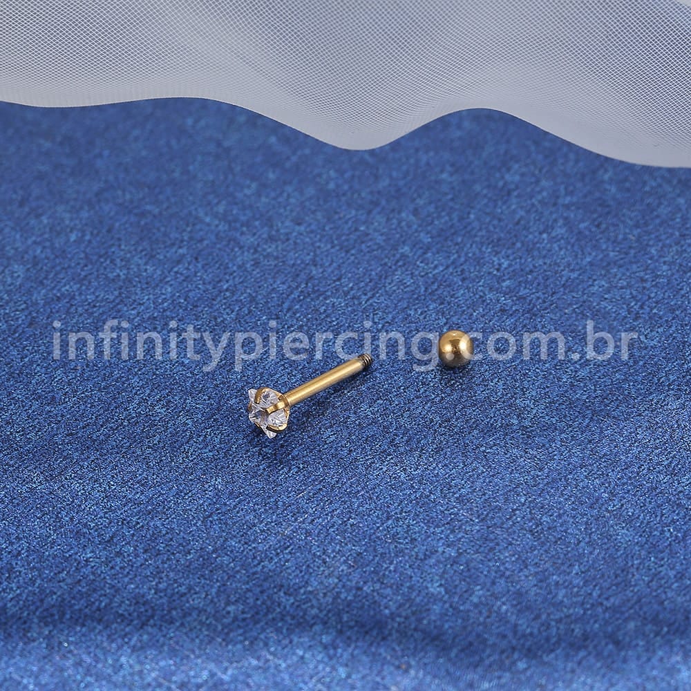 Piercing Minibarbell Aço Cirúrgico Zircônia Estrela