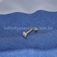 Piercing Minibarbell Titânio Zircônia Quadrada