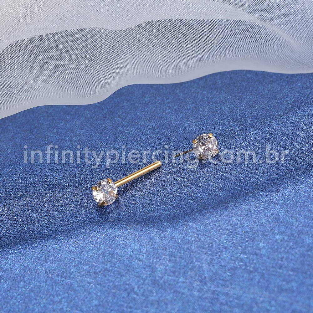 Piercing Mamilo Push Pin Aço Cirúrgico Zircônia Redonda