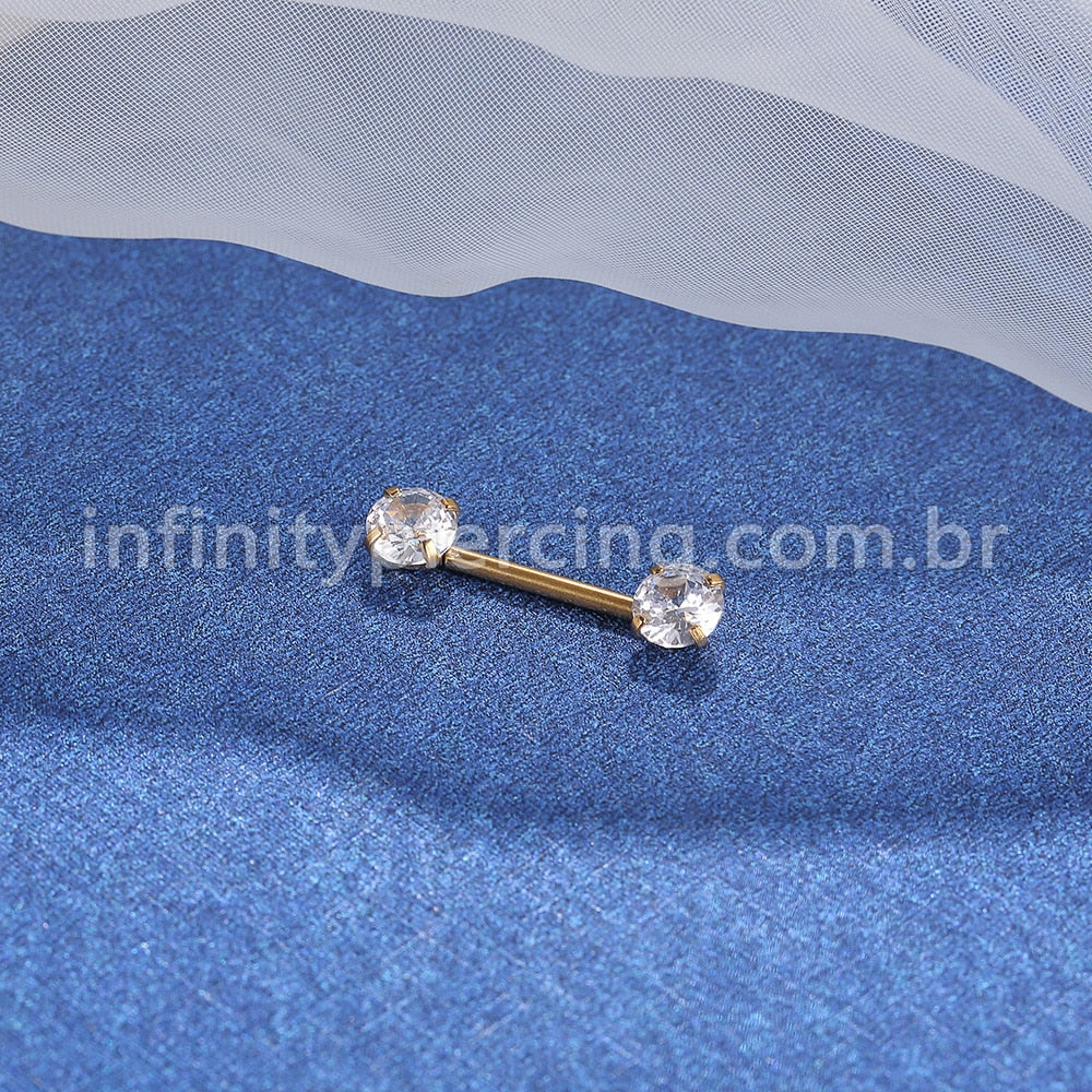 Piercing Mamilo Push Pin Aço Cirúrgico Zircônia Redonda