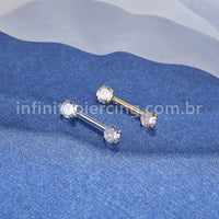 Piercing Mamilo Push Pin Aço Cirúrgico Zircônia Redonda