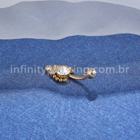 Piercing Banana Aço Cirúrgico Indiano Strass