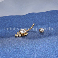 Piercing Banana Aço Cirúrgico Indiano Strass