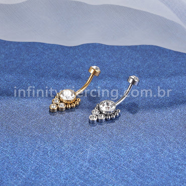 Piercing Banana Aço Cirúrgico Indiano Strass