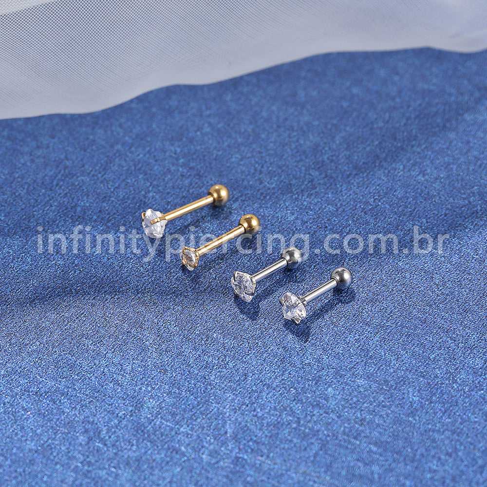 Piercing Minibarbell Aço Cirúrgico Zircônia Coração