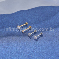 Piercing Minibarbell Aço Cirúrgico Zircônia Coração