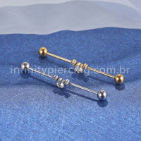 Piercing Transversal Aço Cirurgico Indiano Strass