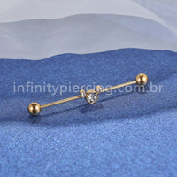 Piercing Transversal Aço Cirurgico Indiano Strass