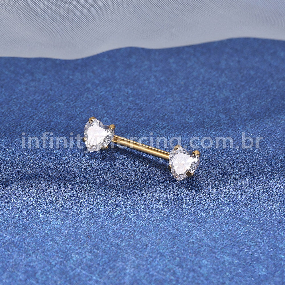 Piercing Mamilo Push Pin Aço Cirúrgico Zircônia Coração