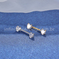 Piercing Mamilo Push Pin Aço Cirúrgico Zircônia Coração