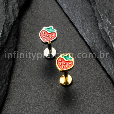 Piercing Labret Titânio Moranguinho