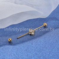 Piercing Transversal Aço Cirurgico Indiano Zircônia Cravada