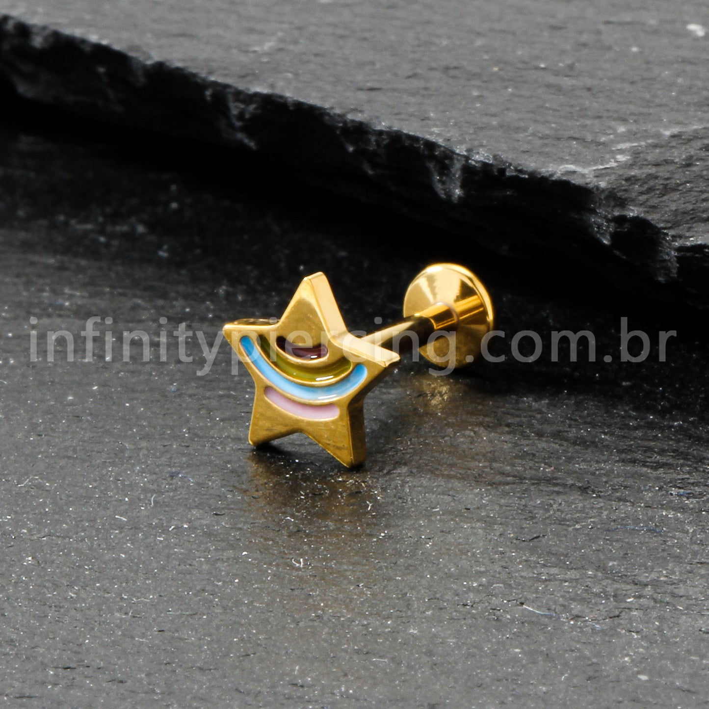 Piercing Labret Titânio Estrelinha