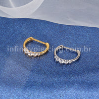 Piercing Meia Argola Titânio Segmento Articulado Detalhes Zircônia
