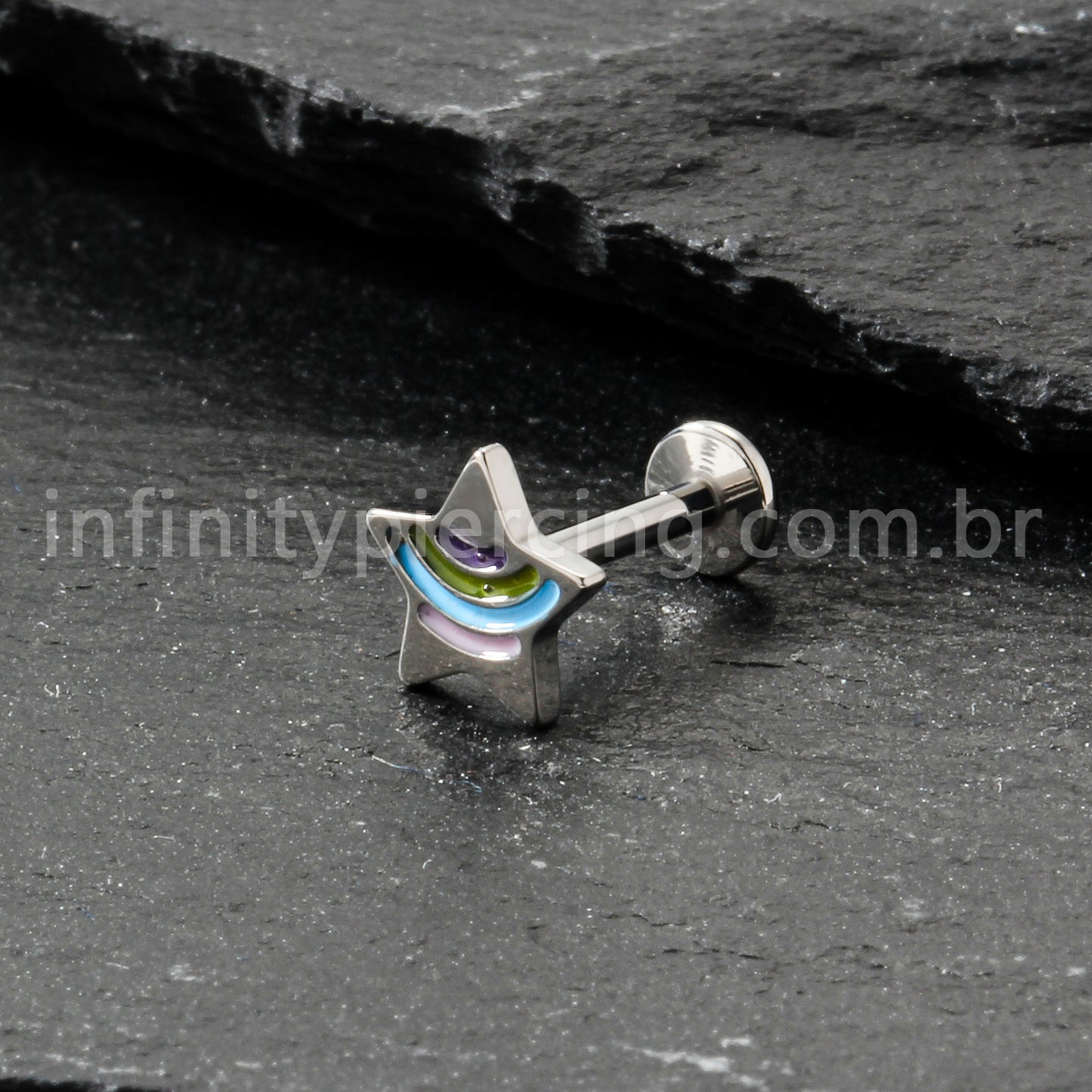 Piercing Labret Titânio Estrelinha