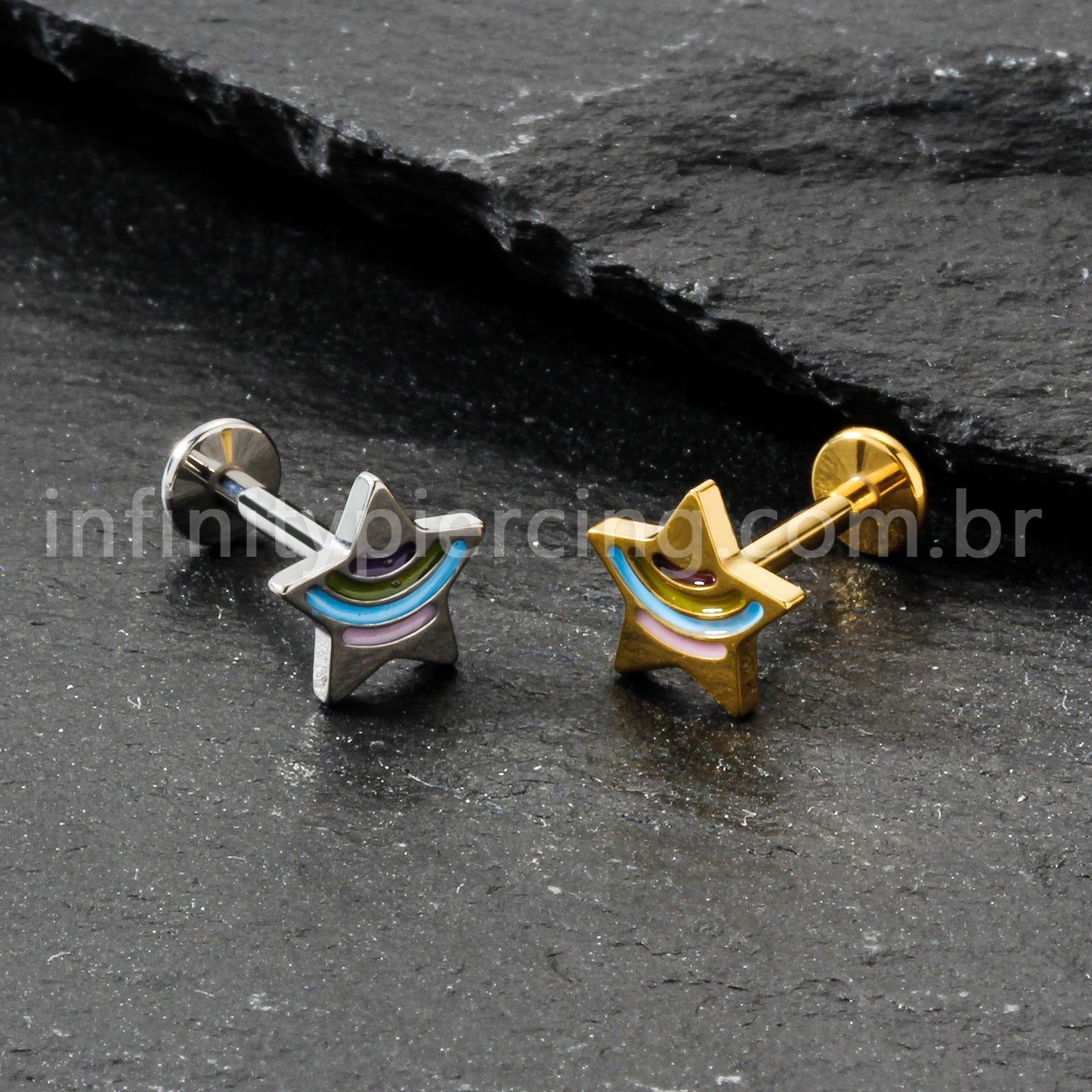 Piercing Labret Titânio Estrelinha