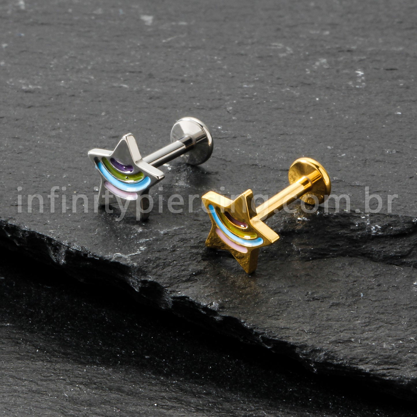 Piercing Labret Titânio Estrelinha