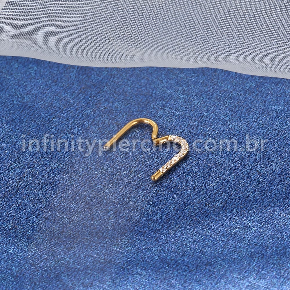 Piercing Coração Titânio Segmento Articulado Zircônia Cravejada