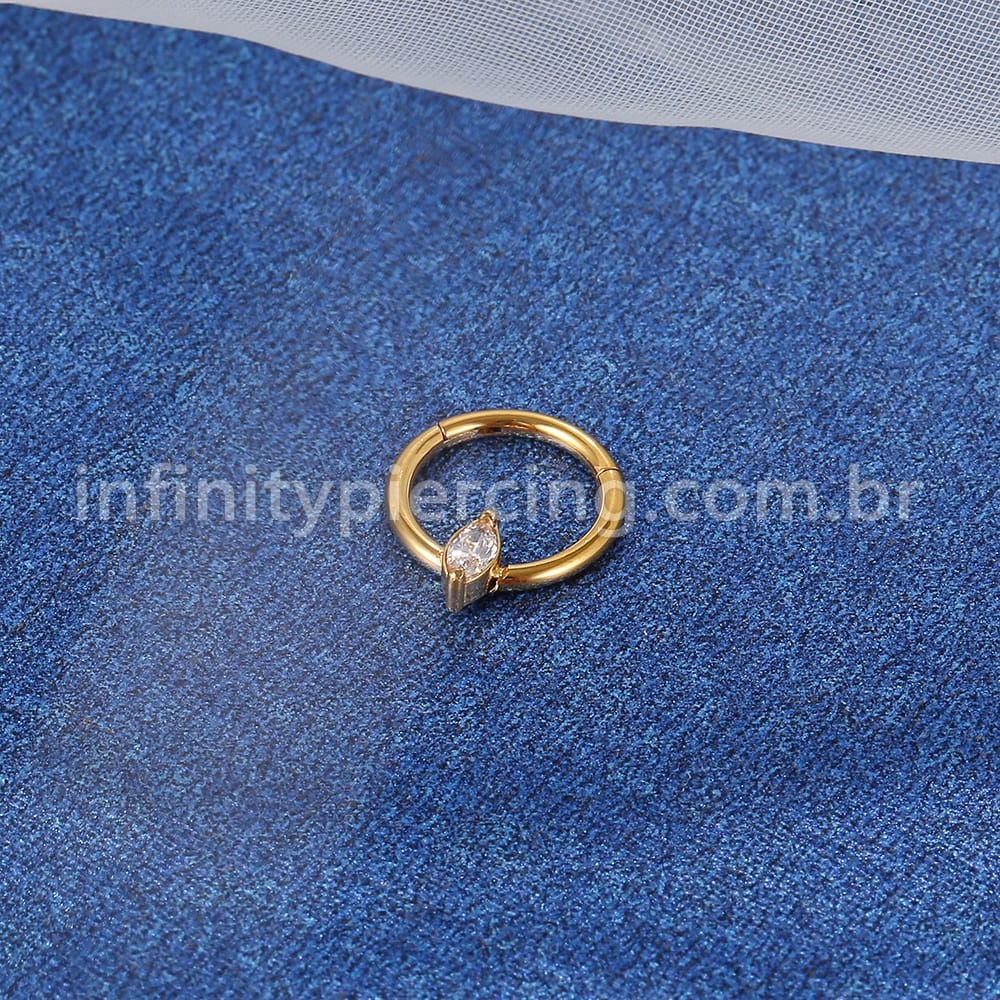 Piercing Argola Aço Cirúrgico Segmento Articulado Zircônia Oval Com Pontas