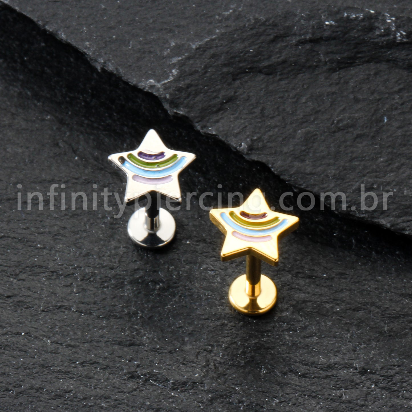 Piercing Labret Titânio Estrelinha