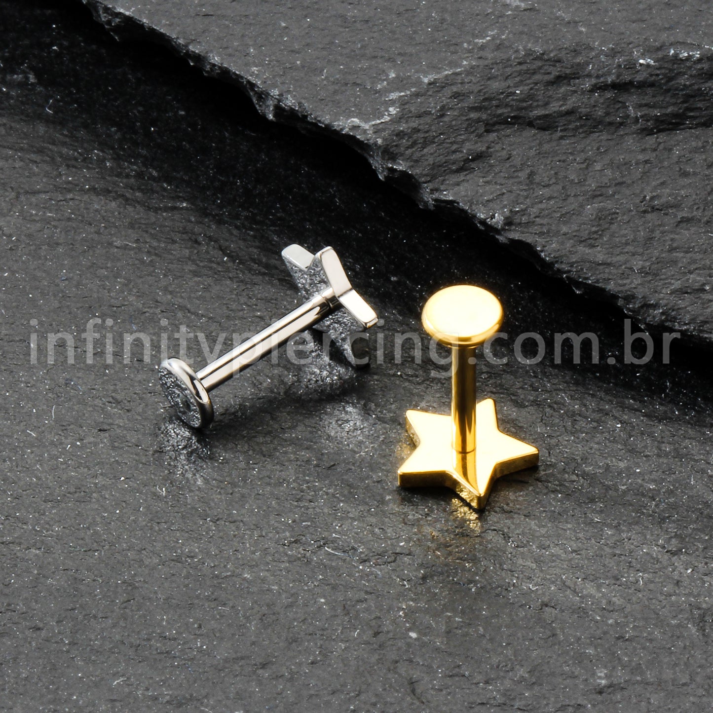 Piercing Labret Titânio Estrelinha