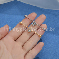 Piercing Transversal Aço Cirurgico Indiano Zircônia Cravada