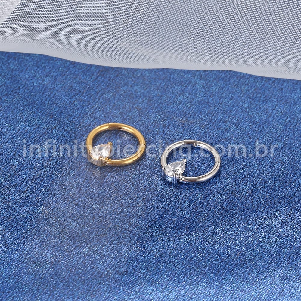 Piercing Argola Aço Cirúrgico Segmento Articulado Zircônia Gota