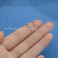 Piercing Minibarbell Aço Cirúrgico Zircônia Coração